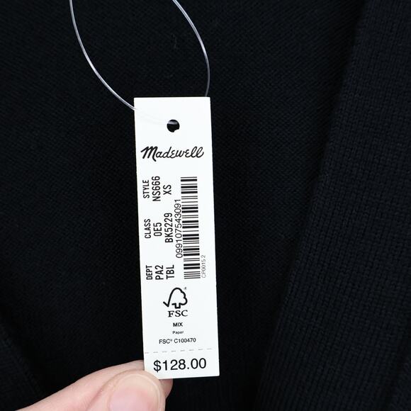 NWT Madewell 100% Merino Wool Relaxed Fit Boyfriend Cardigan True Black Size XS - Picture 10 of 10